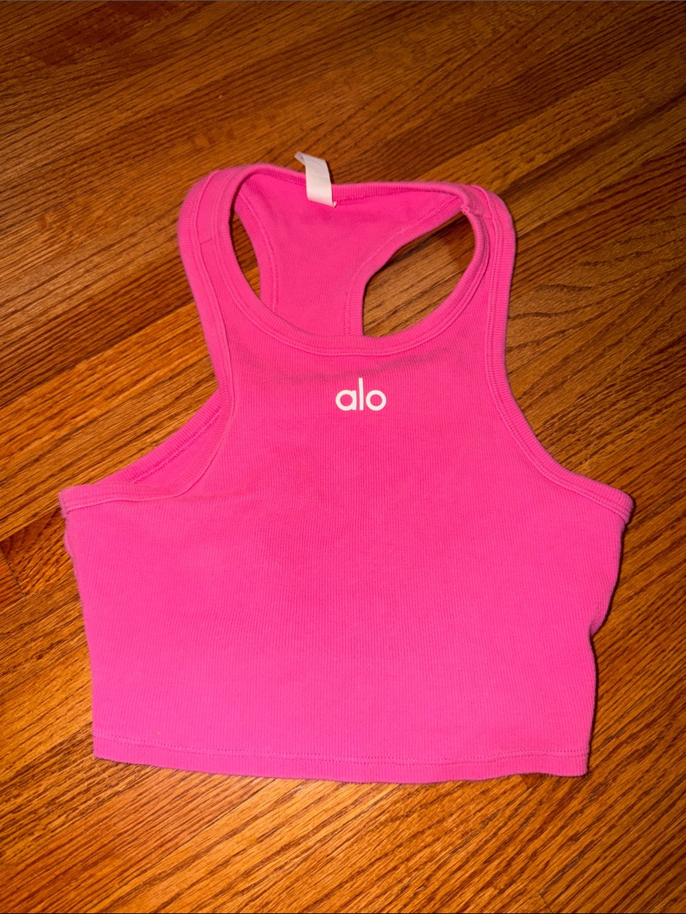 ALO Yoga Hot Pink Ribbed Racerback Crop